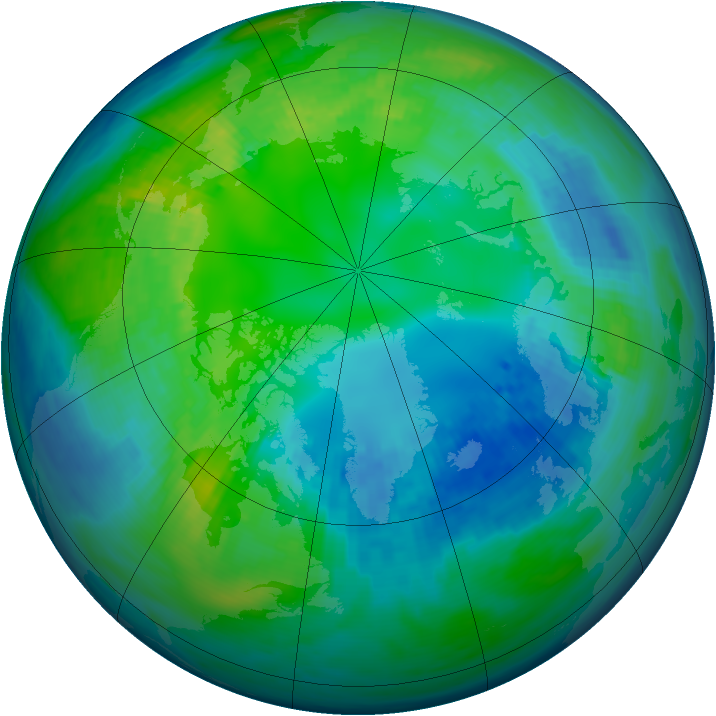 Arctic ozone map for 30 October 1988
